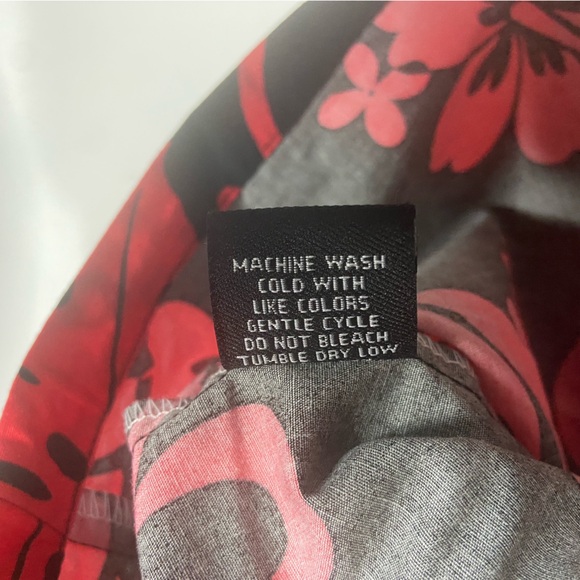 Favant Hawaiian Shirt Mens Medium Red Black Hibiscus Floral Print 100% Cotton - Picture 8 of 15